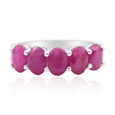 Anillo en plata con Rubí de Mozambique