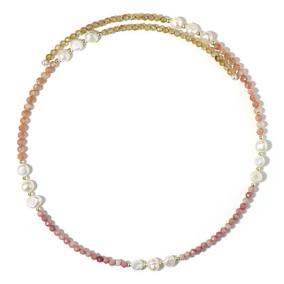 Collar al cuello en acero con Perla blanca Freshwater (Riya)