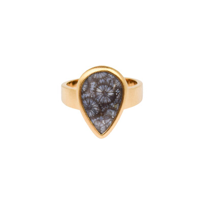 Anillo en plata con Piedra petoskey