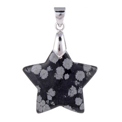 Colgante en plata con Obsidiana Copo de Nieve