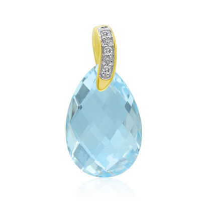 Colgante en oro con Topacio azul cielo