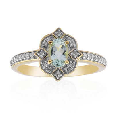 Anillo en oro con Berilo verde menta de Nigeria