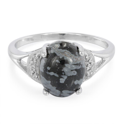 Anillo en plata con Obsidiana Copo de Nieve