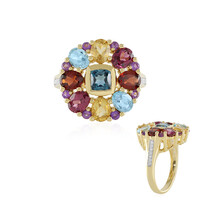 Anillo en plata con Topacio azul de Londres