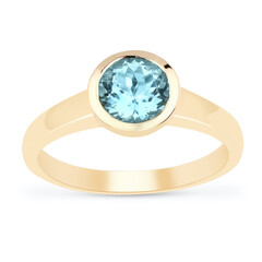 Anillo en oro con AAA Aguamarina
