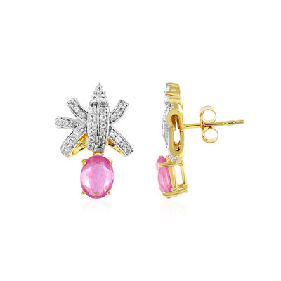 Pendientes en plata con Zafiro rosa de Madagascar
