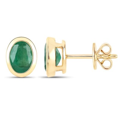 Pendientes en oro con Esmeralda de Zambia