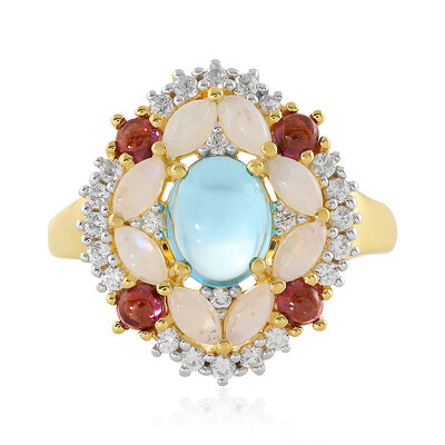 Anillo en plata con Topacio azul suizo
