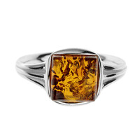 Anillo en plata con Ámbar báltico