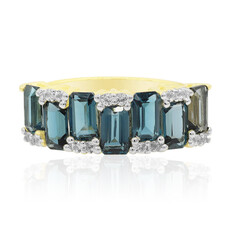 Anillo en oro con Topacio azul de Londres