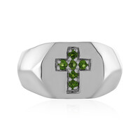 Anillo en plata con Diópsido de Rusia