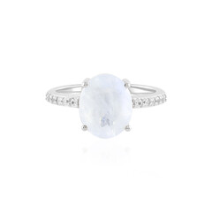 Anillo en plata con Piedra de Luna arcoíris