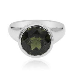 Anillo en plata con Moldavita