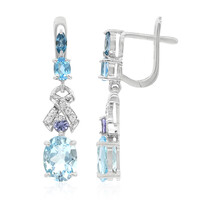 Pendientes en plata con Topacio azul cielo