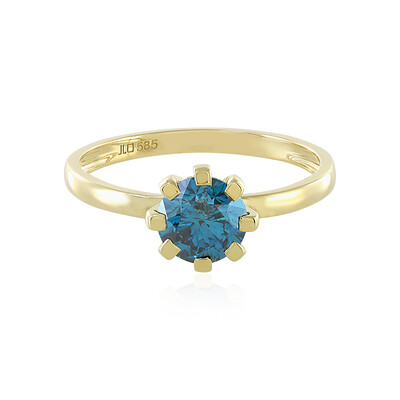 Anillo en oro con Diamante azul I2