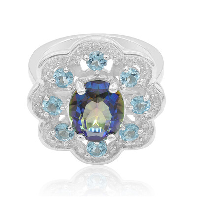Anillo en plata con Cuarzo Místico azul