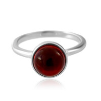 Anillo en plata con Ámbar colombiano rojo