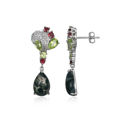Pendientes en plata con Ágata de musgo