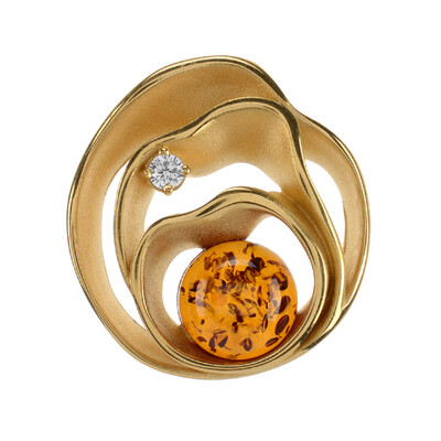 Colgante en plata con Ámbar báltico cognac (dagen)