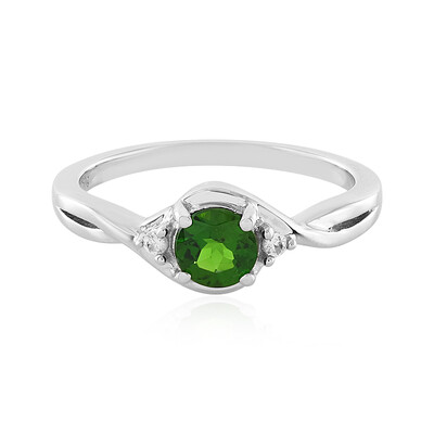 Anillo en plata con Diópsido de Rusia