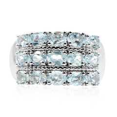 Anillo en plata con Topacio azul cielo