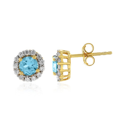 Pendientes en plata con Topacio azul suizo