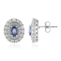 Pendientes en plata con Zafiro azul Ceylon