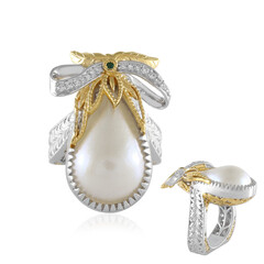 Anillo en plata con Perla blanca de Mabe (Gems en Vogue)