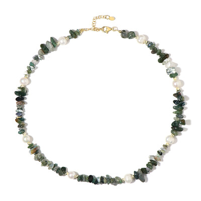 Collar en plata con Ágata de musgo (Riya)