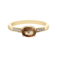 Anillo en oro con Piedra del sol de Oregón