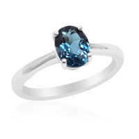 Anillo en plata con Topacio azul de Londres