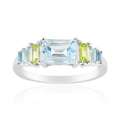 Anillo en plata con Topacio azul cielo