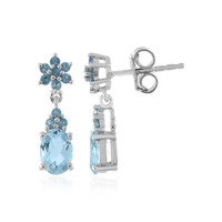 Pendientes en plata con Topacio azul cielo