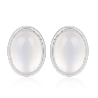 Pendientes en plata con Piedra de luna arco iris de Tanzania