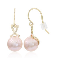 Pendientes en oro con Perla Ming rosa (TPC)