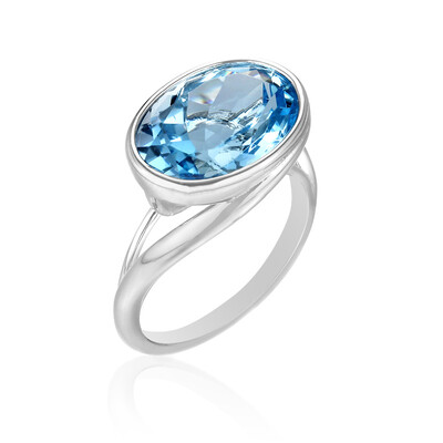 Anillo en plata con Topacio azul cielo