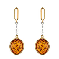 Pendientes en plata con Ámbar báltico cognac
