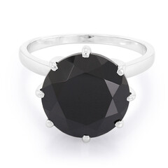 Anillo en plata con Espinela negra