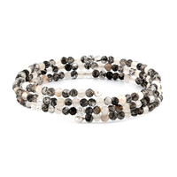 Brazalete en acero con Cuarzo rutilado negro (Riya)