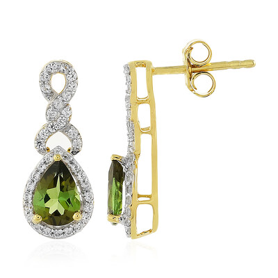 Pendientes en plata con Turmalina verde