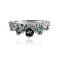 Anillo en plata con Topacio azul de Londres