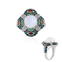 Anillo en plata con Piedra de Luna arcoíris (Adela Silber)