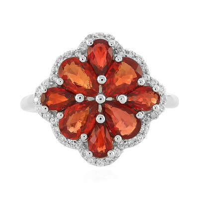 Anillo en plata con Rubí rojo atardecer