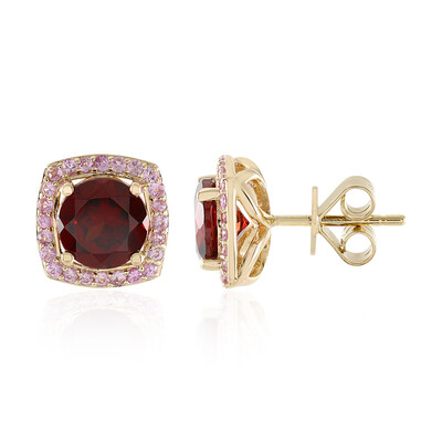 Pendientes en oro con Granate de Mozambique AAA (SUHANA)