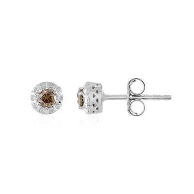 Pendientes en plata con Diamante champán I2