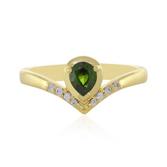 Anillo en plata con Zircón verde Ceylon