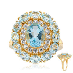 Anillo en plata con Topacio azul cielo