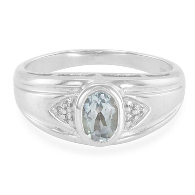 Anillo de hombre en plata con Topacio azul cielo