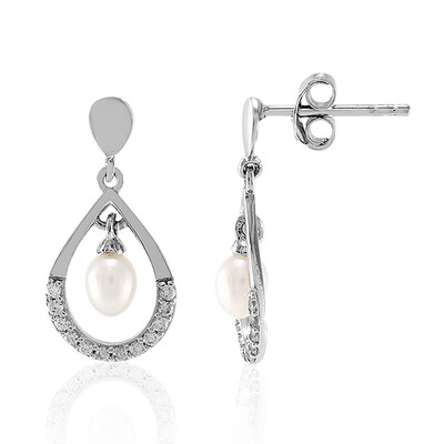 Pendientes en plata con Perla Freshwater