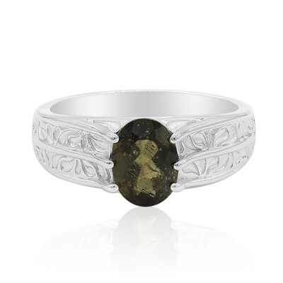 Anillo en plata con Moldavita
